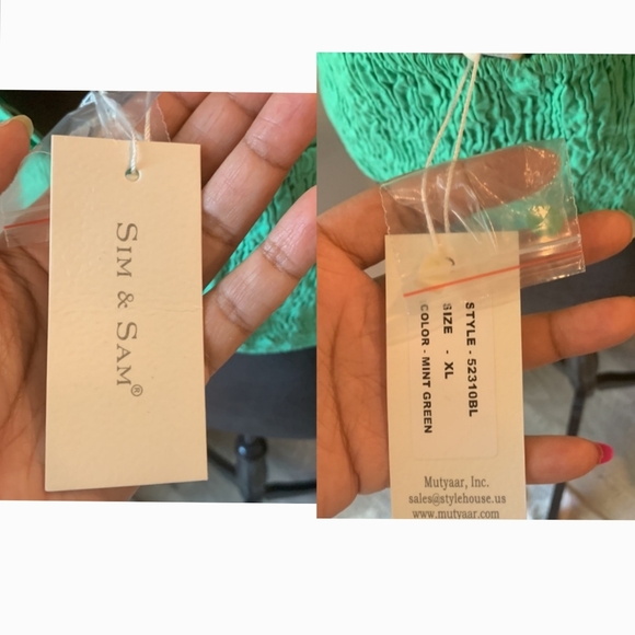 SIM and SAM Green Faux Button Bustier Top - Picture 3 of 3